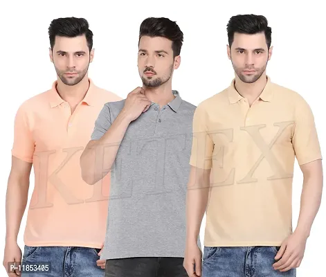 Reliable Multicoloured Cotton Blend Solid Polos For Men