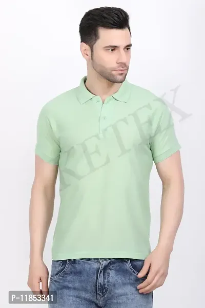 Reliable Green Polycotton Solid Polos For Men