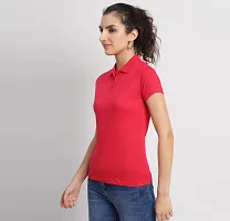 Elegant Pink Cotton Blend Solid Tshirt For Women-thumb1