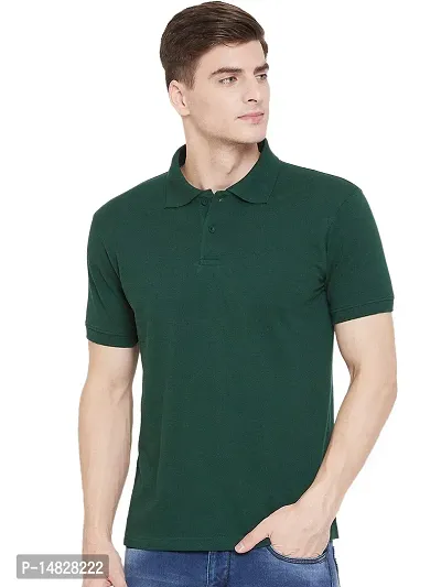 Reliable Green Cotton Blend Solid Polos For Men-thumb4