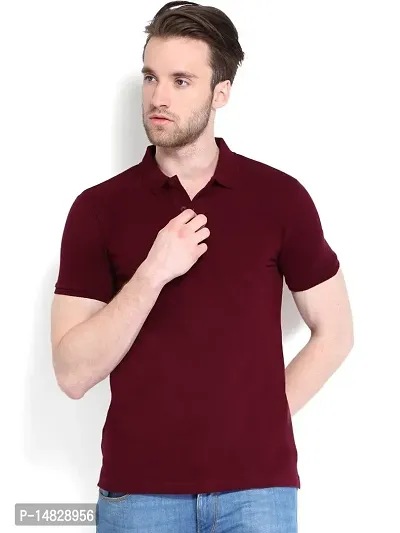 Reliable Multicoloured Cotton Blend Solid Polos For Men-thumb3