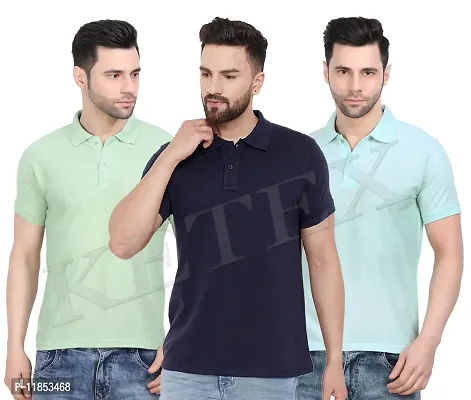 Reliable Multicoloured Cotton Blend Solid Polos For Men