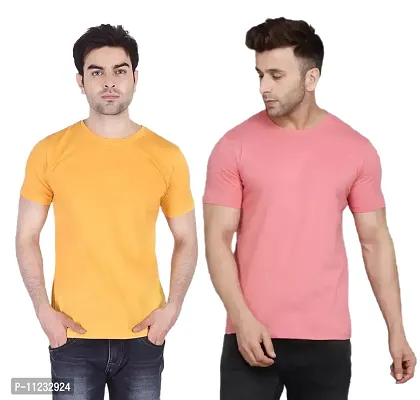 Reliable Multicoloured Polyester Solid Round Neck Tees For Men