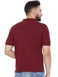 Reliable Maroon Cotton Blend Solid Polos For Men-thumb2