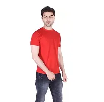 Reliable Red Polyester Solid Round Neck Tees For Men-thumb1