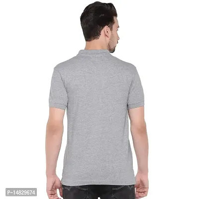 Reliable Grey Cotton Blend Solid Polos For Men-thumb3