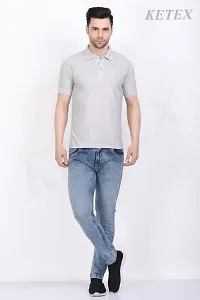 Reliable Grey Polycotton Solid Polos For Men-thumb4