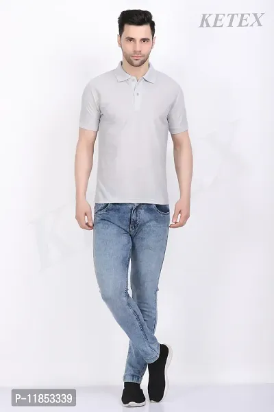 Reliable Grey Polycotton Solid Polos For Men-thumb5