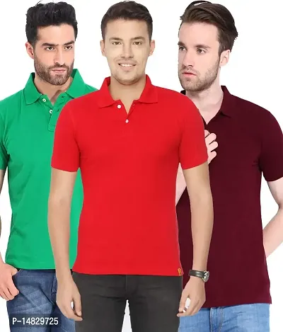 KETEX Polyster/Cotton Blend Polo Collar Men's Tshirt (Pack of 3)