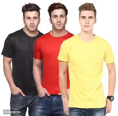 Reliable Multicoloured Cotton Blend Self Pattern Round Neck Tees For Men-thumb0