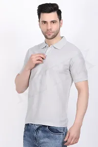 Reliable Grey Polycotton Solid Polos For Men-thumb1