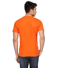 Reliable Orange Cotton Blend Self Pattern Round Neck Tees For Men-thumb2