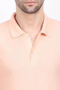 Reliable Peach Polycotton Solid Polos For Men-thumb3