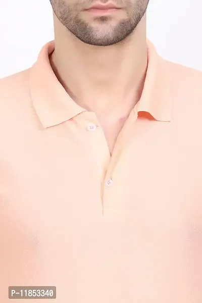 Reliable Peach Polycotton Solid Polos For Men-thumb4