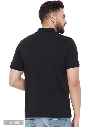 Reliable Black Cotton Blend Solid Polos For Men-thumb3