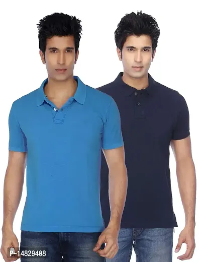 Reliable Multicoloured Cotton Blend Solid Polos For Men