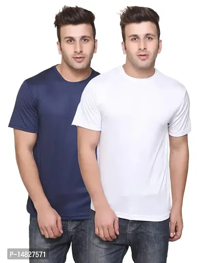 Reliable Multicoloured Cotton Blend Self Pattern Round Neck Tees For Men-thumb0