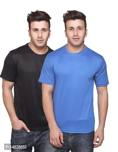 Reliable Multicoloured Cotton Blend Self Pattern Round Neck Tees For Men-thumb0