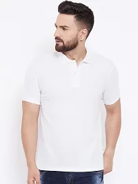 Reliable White Cotton Blend Solid Polos For Men-thumb3