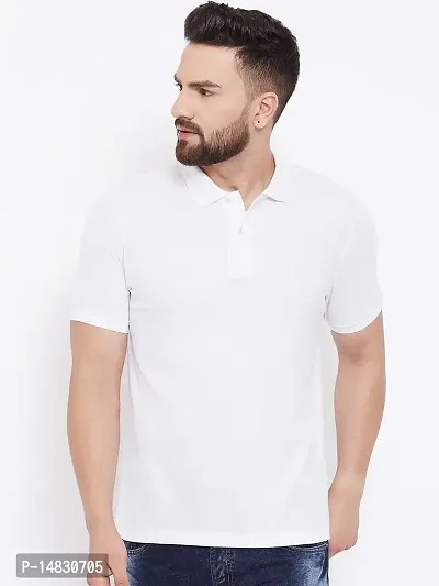 Reliable White Cotton Blend Solid Polos For Men-thumb4