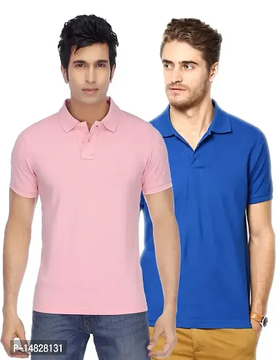 Reliable Multicoloured Cotton Blend Solid Polos For Men