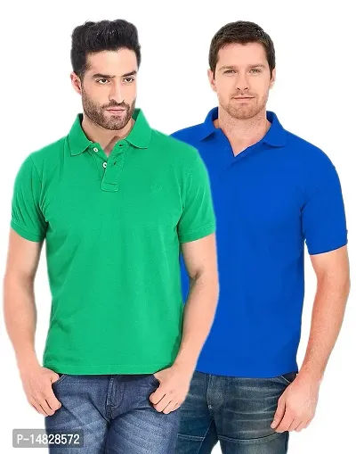 Reliable Multicoloured Cotton Blend Solid Polos For Men