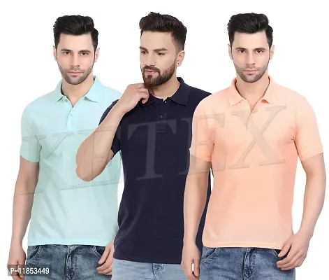 Reliable Multicoloured Cotton Blend Solid Polos For Men