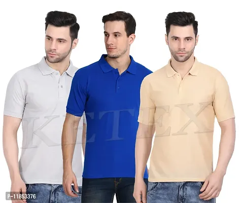 Reliable Multicoloured Cotton Blend Solid Polos For Men