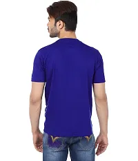 Reliable Blue Cotton Blend Self Pattern Round Neck Tees For Men-thumb2