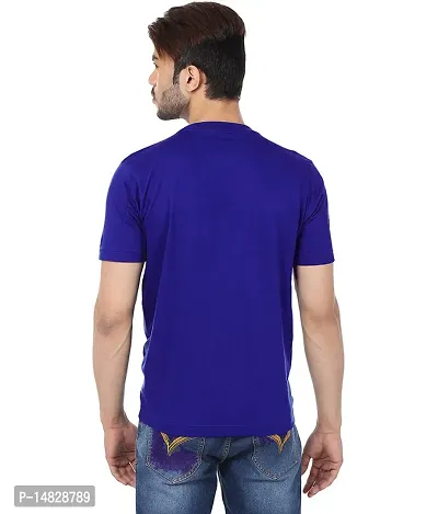 Reliable Blue Cotton Blend Self Pattern Round Neck Tees For Men-thumb3