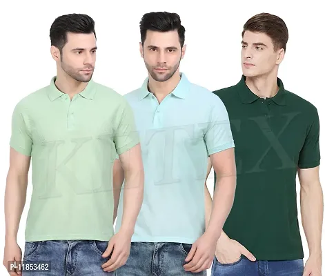 Reliable Multicoloured Cotton Blend Solid Polos For Men-thumb0