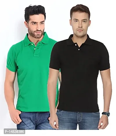 Reliable Multicoloured Cotton Blend Solid Polos For Men