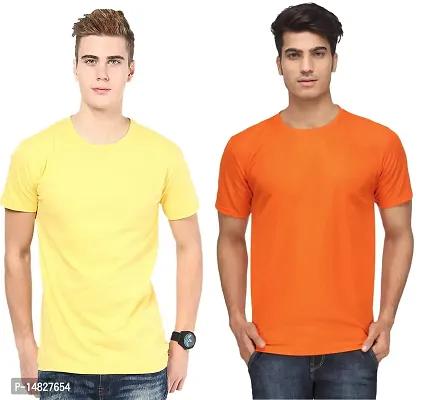 Reliable Multicoloured Cotton Blend Self Pattern Round Neck Tees For Men