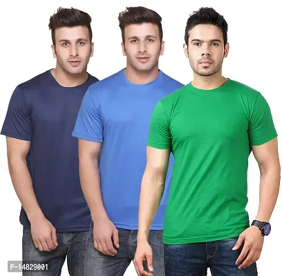 Reliable Multicoloured Cotton Blend Self Pattern Round Neck Tees For Men-thumb0