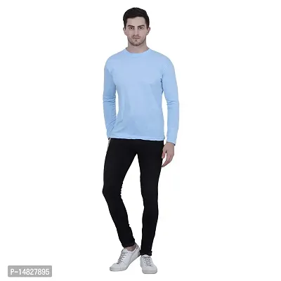 KETEX Sky Blue Round Neck Spun Cotton fullsleeves Men's Tshirt-thumb4