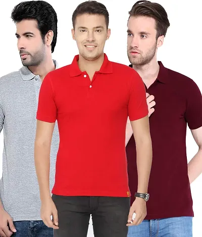 KETEX Polyster/Cotton Blend Polo Collar Men's Tshirt (Pack of 3)