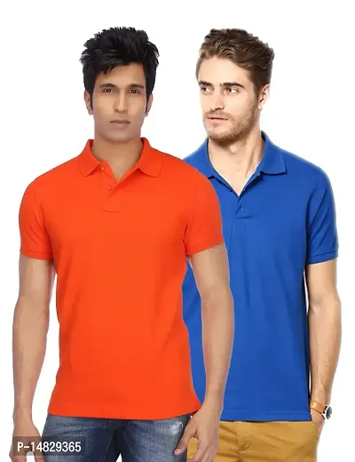 Reliable Multicoloured Cotton Blend Solid Polos For Men