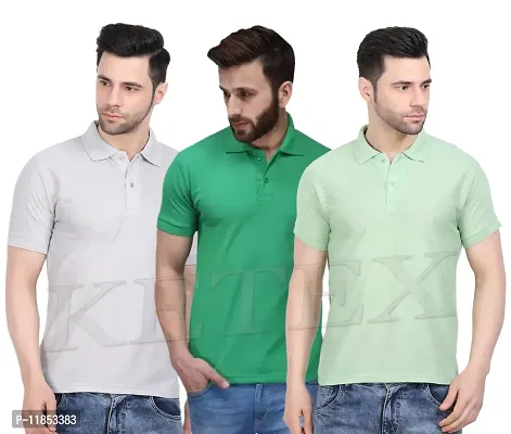 Reliable Multicoloured Cotton Blend Solid Polos For Men-thumb0