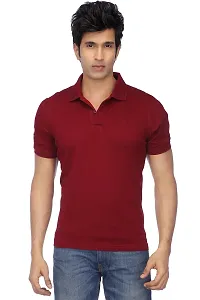 Reliable Multicoloured Cotton Blend Solid Polos For Men-thumb3