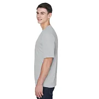 Reliable Grey Polyester Solid Round Neck Tees For Men-thumb1