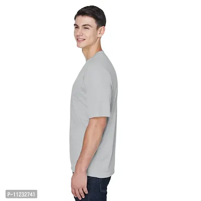 Reliable Grey Polyester Solid Round Neck Tees For Men-thumb2