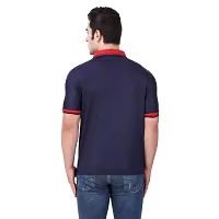 Reliable Blue Cotton Blend Solid Polos For Men-thumb2