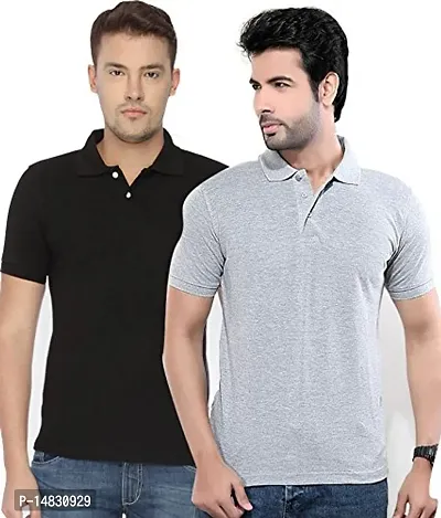 Reliable Multicoloured Cotton Blend Solid Polos For Men-thumb0