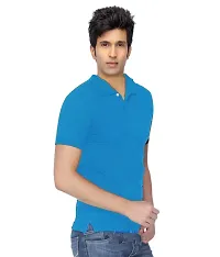 Reliable Multicoloured Cotton Blend Solid Polos For Men-thumb1