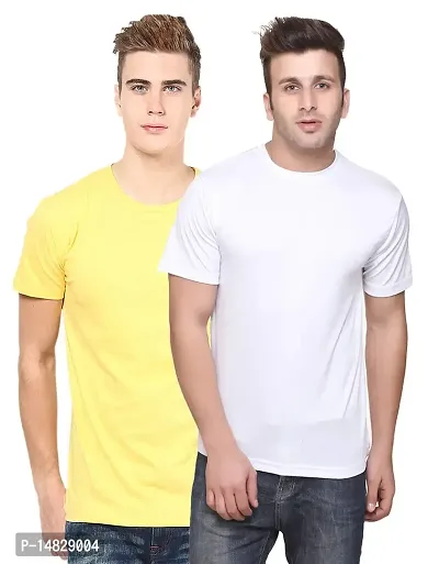 Reliable Multicoloured Cotton Blend Self Pattern Round Neck Tees For Men