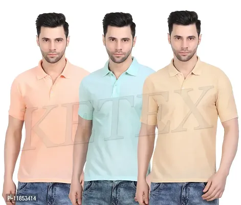 Reliable Multicoloured Cotton Blend Solid Polos For Men