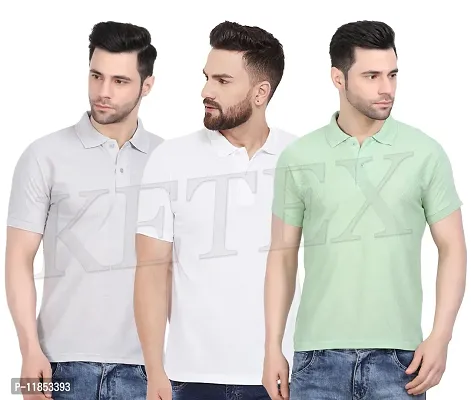 Reliable Multicoloured Cotton Blend Solid Polos For Men