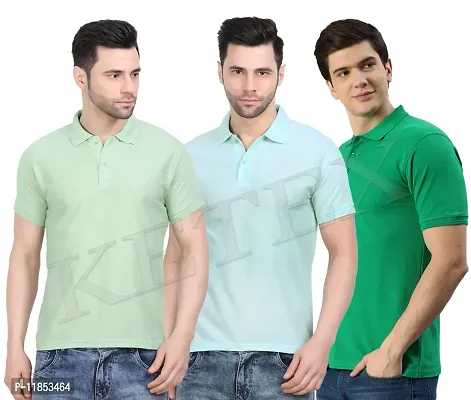 Reliable Multicoloured Cotton Blend Solid Polos For Men