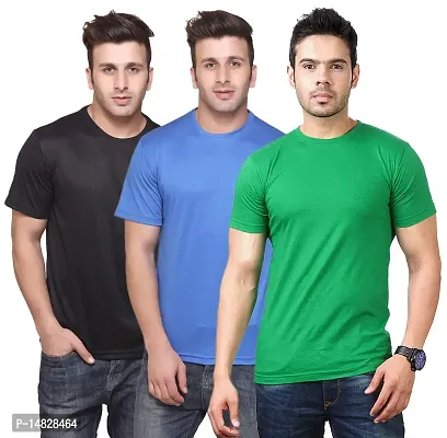 Reliable Multicoloured Cotton Blend Self Pattern Round Neck Tees For Men