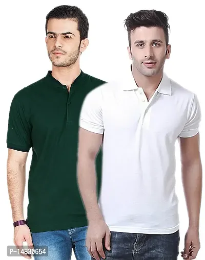 Reliable Multicoloured Cotton Blend Solid Polos For Men-thumb0